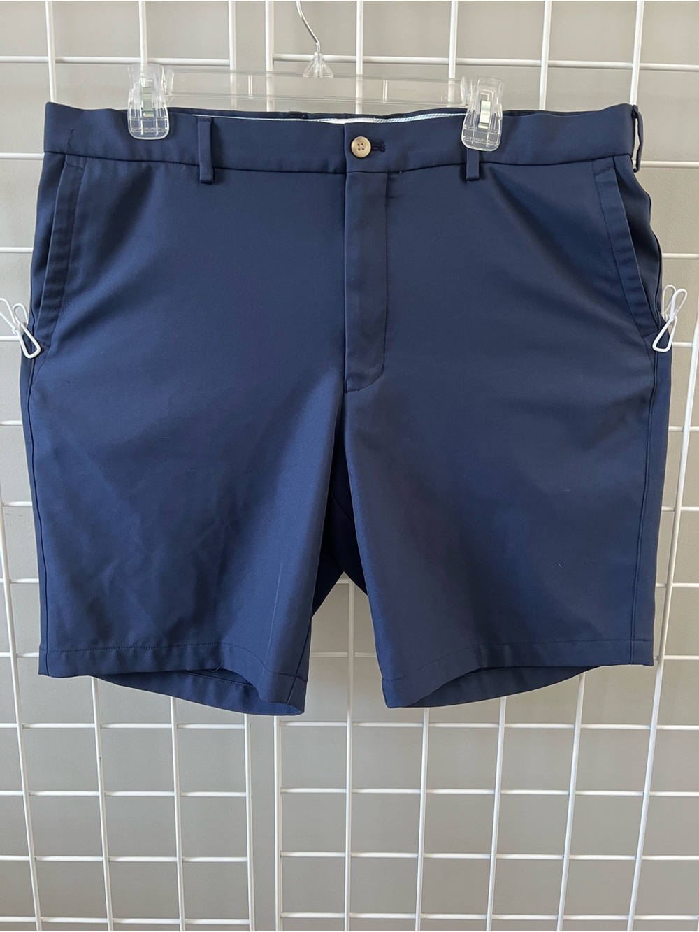 Peter Millar Shorts Mens Sz 38 Blue Golf Salem Performance Short Pants EB82 Logo